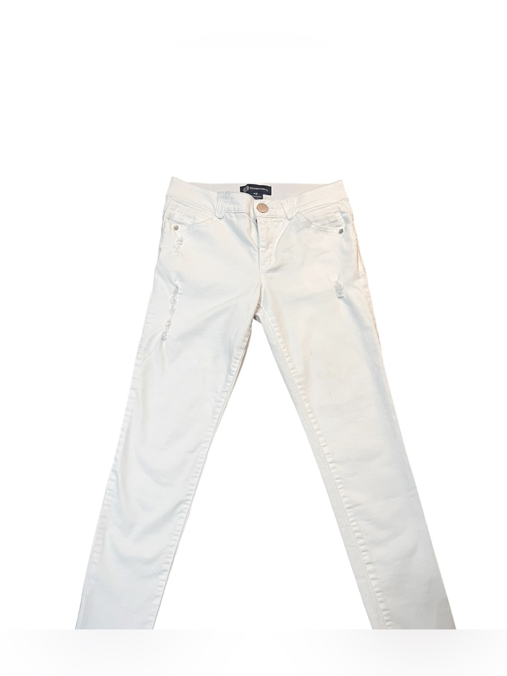 Democracy AB Technology White Slim Distressed Jeans Size 4P